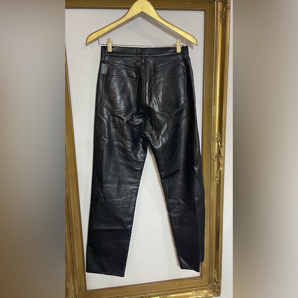 AGOLDE‼️💯Leather Sleek Black Straight Leg Jeans - Picture 5 of 13